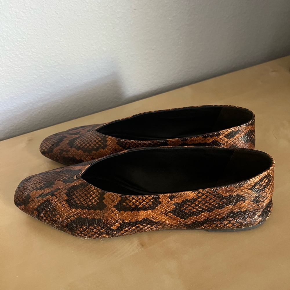 Vince Leather Snake Skin Slip-ons